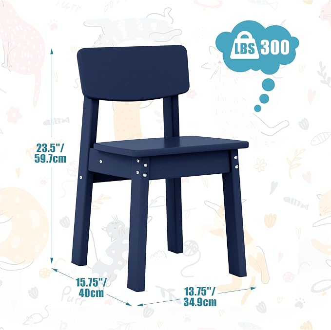 Costaelm Outdoor Kids Dining Chair Set of 2,Step Stool Toddler Chair, Navy Blue