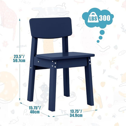 Costaelm Outdoor Kids Dining Chair Set of 2,Step Stool Toddler Chair, Navy Blue