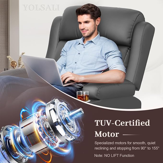 Extra Wide Seat Recliner Chair with Heat and Back Massage, Electric Power Oversized Reclining Chair Infinite Position with Storage Armrests & 2 Cup Holders for Living Room, Manual Recliners