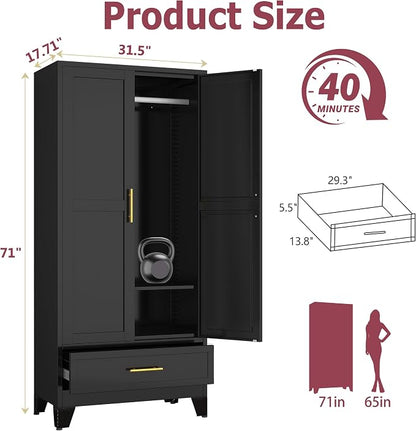 GAIOUS Steel Armoire Wardrobe Closet