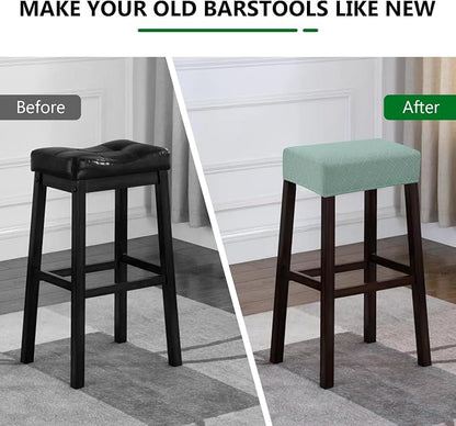YISUN Stool Covers Rectangle - 4 Pack Stretch Waterproof Saddle Seat Cover Counter Bar Stools Bar Chairs Covers Kitchen Island Chairs Cushion Protector (1, Argyle-Green 4pcs)