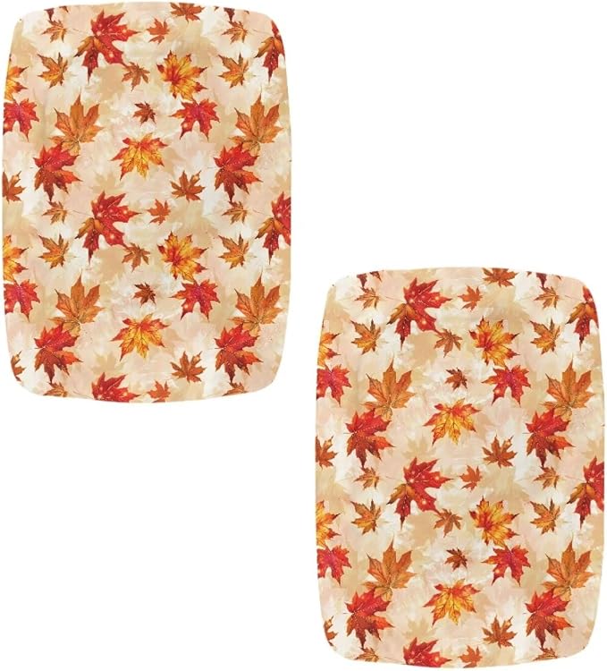 Bar Stools Covers Set of 2 Maple Leaf Fall Vanity Chair Cover Stretch Bar Stool Chair Covers Thanksgiving Decor Rectangular Washable Saddle Bar Stool Slipcover Orange
