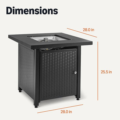 Amazon Basics Fire Table, 50,000 BTU, 28" D x 28" W x 25" H, Black, 1 Pack
