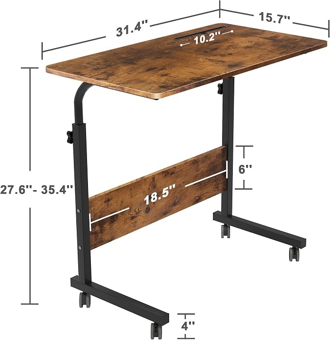 31.5 Inch End Table Computer Desk, Modern Simple Gaming Desk Home Office Desks, Writing Study Table Small Desk, Rustic Brown