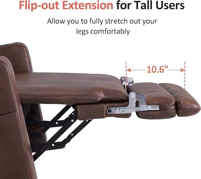 MCombo Lift Chair for Tall Man 6‘6’’, Dual Motor Power Lift Recliner Chair for Elderly, Lay Flat for Sleeping, Heat and Massage, USB & Type C, Faux Leather 7755 (Dark Brown)