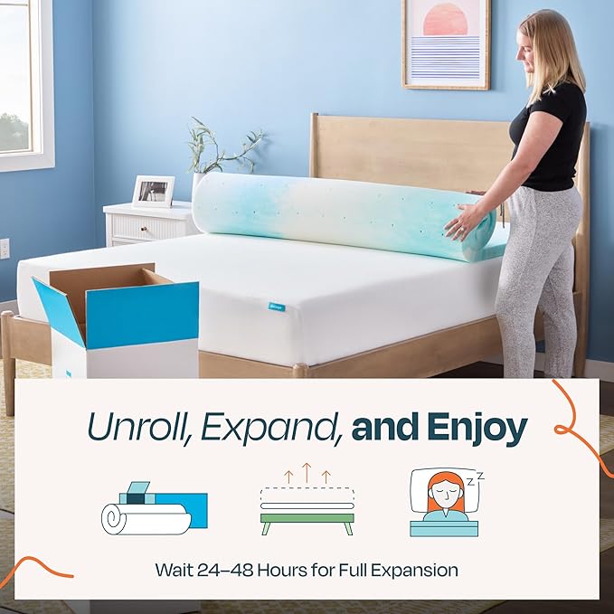 Linenspa 2 Inch Swirl Gel Memory Foam Mattress Topper, California King Size – Cooling Gel Infused, Ventilation Holes – Pressure Relieving Bed Topper – CertiPUR Certified