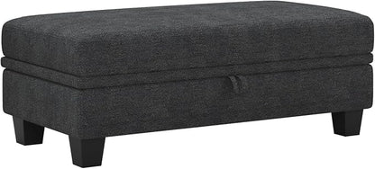 Belffin 45.9" Storage Ottoman Bench Oversized Ottoman for Footrest Upholstered Entryway Bench with Seating for Bedroom, Living Room. Dark Grey