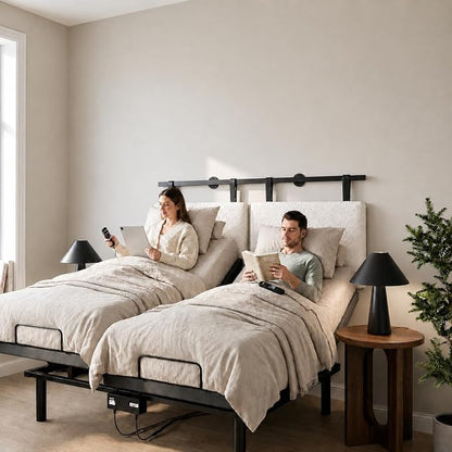 King Headboard only, Wall Mounted Headboard for Adjustable Bed, Hanging Head Board for King Size Bed Upholstered Headboard Cabeceras De Cama for Bedroom, Dorm, Guest Room, White