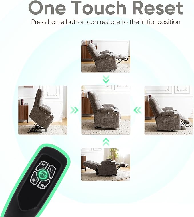 Power Lift Recliner Chair for Elderly with Massage and Heat, Dual Motor Electric Lift Chair with Arm Storage, Lay Flat Recliner for Big and Tall, Infinite Position,Living Room, Bedroom, Gray