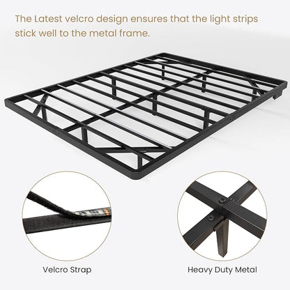 SHA CERLIN Full Size Floating Bed Frame with Smart LED Lights, Black | Modern Design Metal Platform Bed with Power Strip, No Box Spring Needed, Noise-Free, Easy Assembly