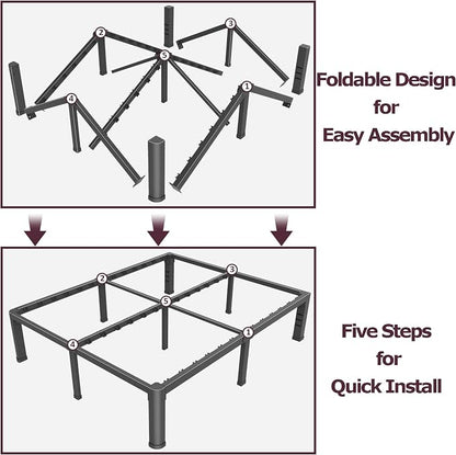 Bilily 18 Inch Full Size Bed Frame Metal Platform with Round Corner Legs,3500 LBS Heavy Duty Steel Slats Support,Headboard Holes,No Box Spring Needed,Easy Assembly,Mattress Retainer,Underbed Storage