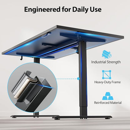 Agilestic Electric Standing Desk, 48 x 28 Inches Height Adjustable Desk, Sit Stand up for Work Office Home, Ergonomic Rising Computer Table with Memory Preset, Black