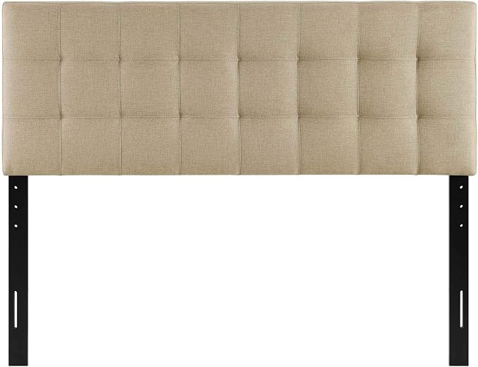 Modway Lily Tufted Linen Fabric Upholstered Full Headboard in Beige
