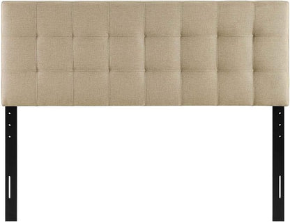 Modway Lily Tufted Linen Fabric Upholstered Full Headboard in Beige