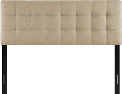 Modway Lily Tufted Linen Fabric Upholstered Queen Headboard in Beige