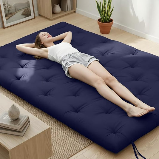 Syrinx Water Resistant Japanese Futon Mattress, Full Size 75"x54", 2.5 Inch Thick Japanese Floor Mattress Tatami Mat, Foldable Floor Bed Sleeping Pad for Dormitory Guest Room Camping