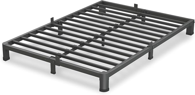 VIPSHOW 4 Inch Full Size Bed Frame, 3500Lbs Heavy Duty Metal Platform with Round Corner Legs Mattress Slide Stopper, Steel Slat Support No Box Spring Needed, Noise Free, Non-Slip, Easy Assembly