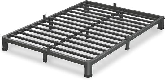 VIPSHOW 4 Inch Full Size Bed Frame, 3500Lbs Heavy Duty Metal Platform with Round Corner Legs Mattress Slide Stopper, Steel Slat Support No Box Spring Needed, Noise Free, Non-Slip, Easy Assembly