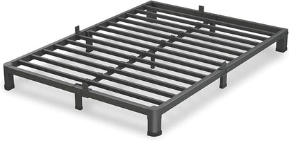 VIPSHOW 4 Inch Queen Bed Frame, 3500Lbs Heavy Duty Metal Platform with Round Corner Legs Mattress Slide Stopper, Steel Slat Support No Box Spring Needed, Noise Free, Non-Slip, Easy Assembly
