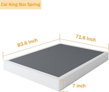 SHLAND Cal King Box Spring 7 Inch California King Size Box Springs, 3000lbs Heavy Duty Metal Mattress Foundation with Easy Clean Cover, No Noise, Easy Assembly