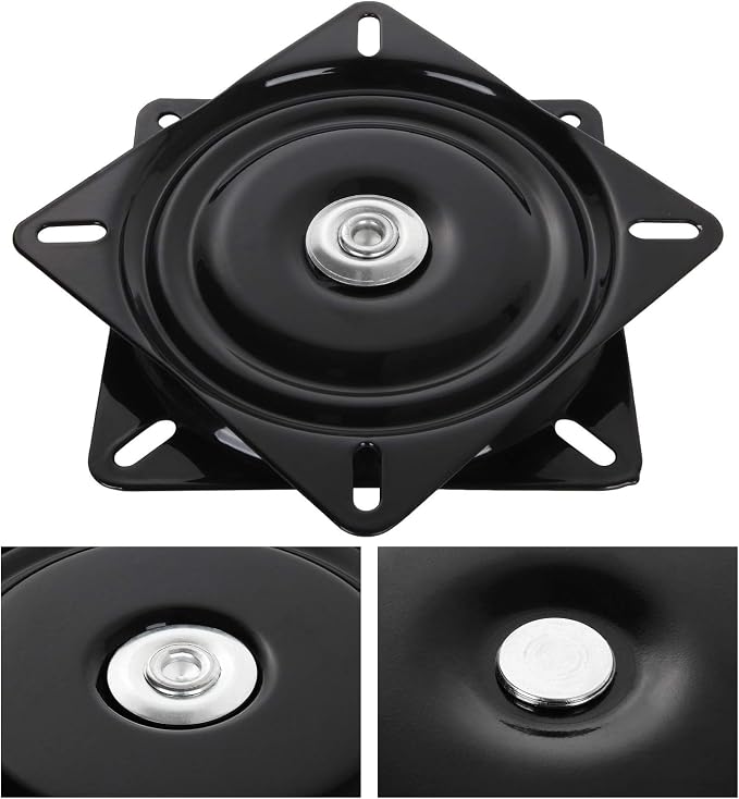 2 Pack 8 Inch Heavy Duty Bar Stool Swivel Replacement, 500lbs Capacity 360 Degree Square Swivel Chair Base Mechanism Seat Mount Plate for Barstools Recliner Chair Boat