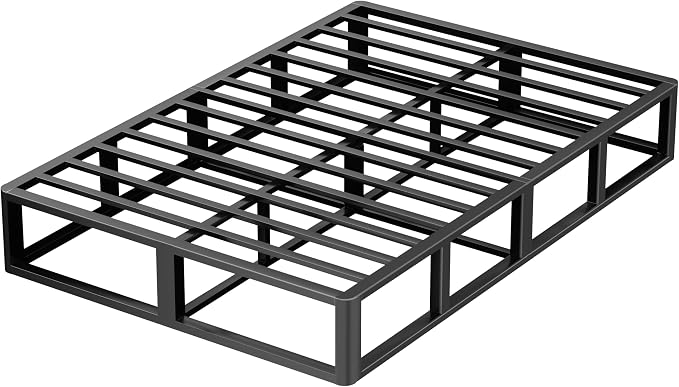 VIPSHOW 10 Inch Full Metal Bed Frame Round Corner Low Platform Bed Frames 3000 LBS Heavy Duty Steel Slats Support Mattress Foundation No Box Spring Needed, Noise Free, Easy Assembly, Black