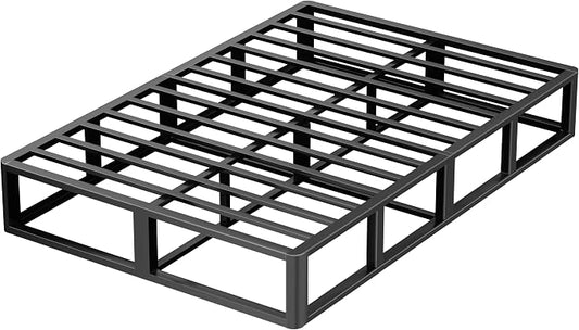 VIPSHOW 10 Inch Full Metal Bed Frame Round Corner Low Platform Bed Frames 3000 LBS Heavy Duty Steel Slats Support Mattress Foundation No Box Spring Needed, Noise Free, Easy Assembly, Black