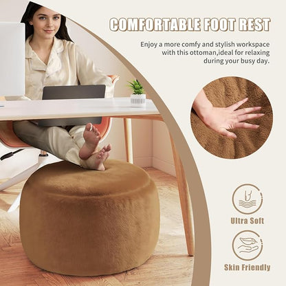Gericco Round Pouf Ottoman Foot Rest, 29 X 18Inch Floor Poufs Footstool, A Round Modern Foam Filled Foot Stool for Living Room, Home, Nursery, Dorm (Orange, 29Inch)