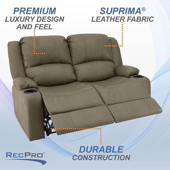 RecPro Charles 64" RV Wall Hugger Reclining Sofa | Putty