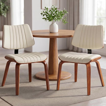 Armless Dining Chairs Set of 2, Walnut Beige | Set of 2 elegant armless chairs offering superior comfort with high-resilience foam padding and a refined beige finish