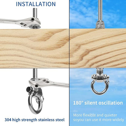 2-Pack Heavy Duty Swing Hangers with Bearings- 304 Stainless Steel Swing Set Brackets, 1500LB Capacity for Porch Swings, Hanging Chairs, Punching Bags, Gym Equipment