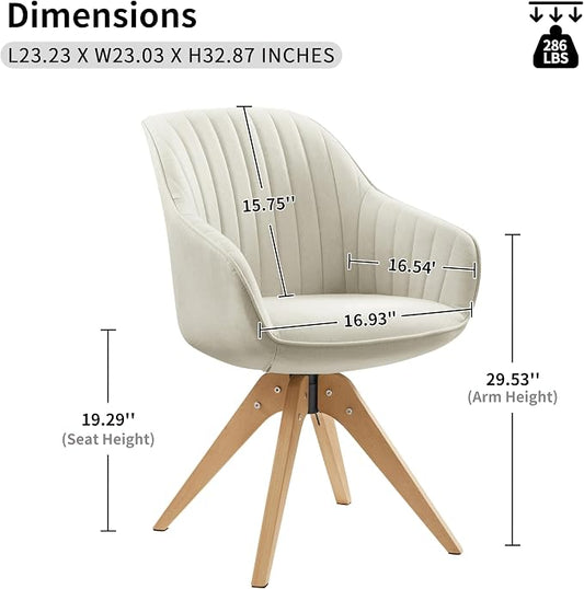 Art Leon Beech Wood Swivel Desk Chair for Home Office, No Wheels