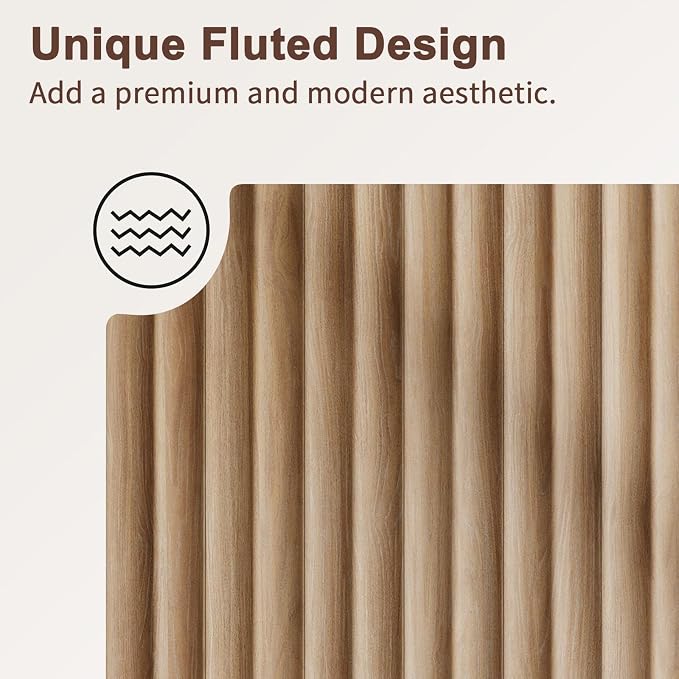 Memobarco Fluted Buffet Cabinet with Storage Accent Sideboard,Modern Credenza with 2 Doors & Adjustable Shelves,Wood Coffee Bar Table Console for Dining Room Kitchen Living Room Entryway,Natural Oak