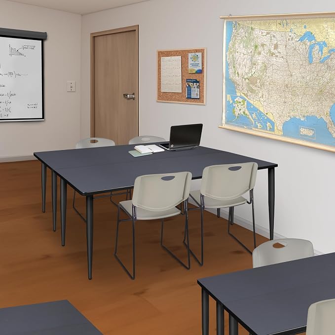 Romig Arco 72 x 24 in. Training Seminar Table- Grey Top, Black Tapered Legs