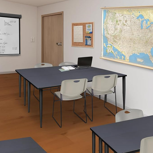 Romig Arco 72 x 24 in. Training Seminar Table- Grey Top, Black Tapered Legs