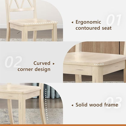 Lexicon Janina Dining Room Chairs Set of 2, Modern Farmhouse Dining Chairs Set of 2, Solid Wood, X Cross Back, for Traditional Modern Ranch Style Kitchen, Armless, Easy Assembly, White