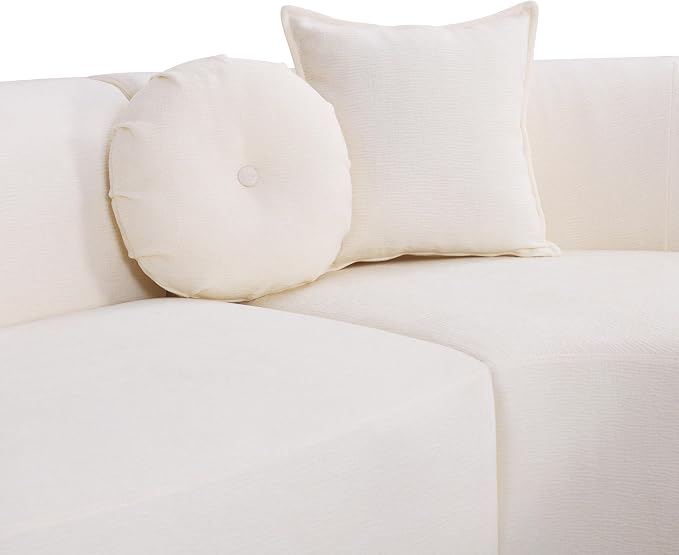 Curved Sectional Sofa with Chaise, 128" Oversized Cloud Couch, Chenille Fabric, High-Density Foam, Deep Seating, No Assembly, L-Shaped Sectional, Modern Living Room Sofa, Cream White