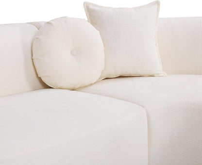 Curved Sectional Sofa with Chaise, 128" Oversized Cloud Couch, Chenille Fabric, High-Density Foam, Deep Seating, No Assembly, L-Shaped Sectional, Modern Living Room Sofa, Cream White