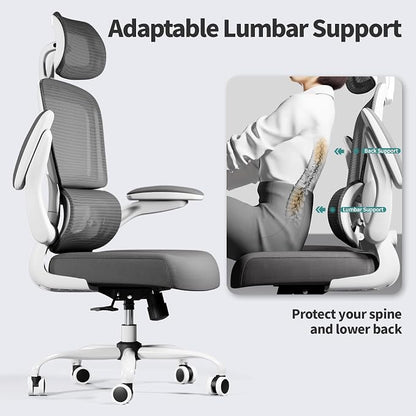 TRALT Office Chair Ergonomic Desk Chair, 330 LBS Home Mesh Office Desk Chairs with Wheels, Comfortable Gaming Chairs White Pack of 3
