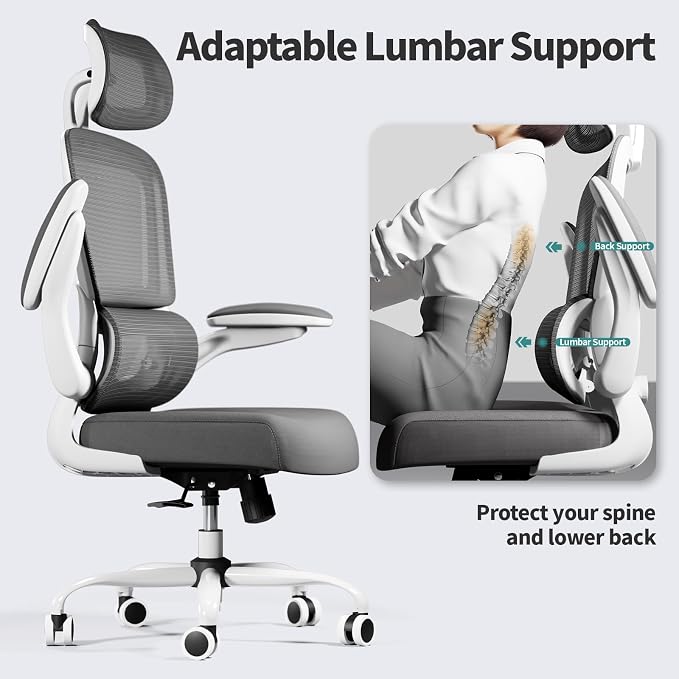 TRALT Office Chair Ergonomic Desk Chair, 330 LBS Home Mesh Office Desk Chairs with Wheels, Comfortable Gaming Chairs White Pack of 2