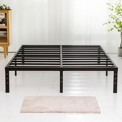 Wulanos King Size Bed Frame, 3500lbs Heavy Duty Metal Frames with Steel Slats Support 14 Inch High Platform Bedframe with Storage, No Box Spring Needed, Sturdy and Durable Noise-Free, Black