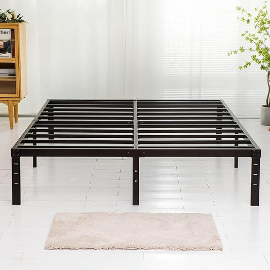 Wulanos King Size Bed Frame, 3500lbs Heavy Duty Metal Frames with Steel Slats Support 14 Inch High Platform Bedframe with Storage, No Box Spring Needed, Sturdy and Durable Noise-Free, Black