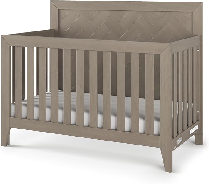 Child Craft Kieran 4-in-1 Convertible Baby Crib, Wooden Nursery Furniture Converts to Toddler Bed Daybed & Full-Size Bed, Adjustable Mattress Heights, Non-Toxic Baby Safe Finish (Crescent Gray)