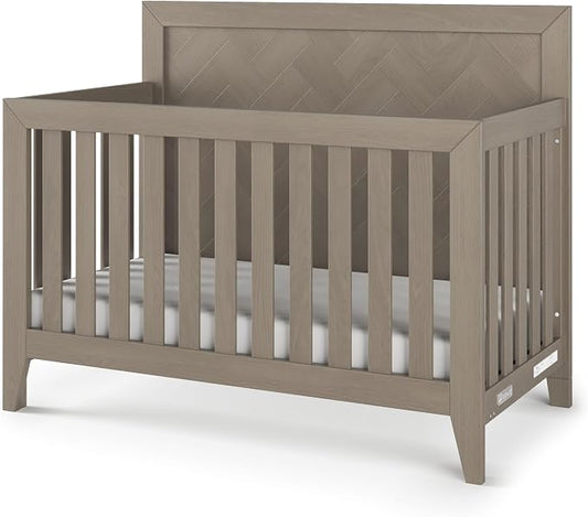 Child Craft Kieran 4-in-1 Convertible Baby Crib, Wooden Nursery Furniture Converts to Toddler Bed Daybed & Full-Size Bed, Adjustable Mattress Heights, Non-Toxic Baby Safe Finish (Crescent Gray)