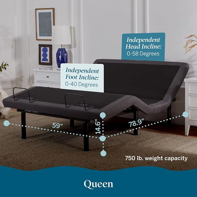 Lucid® L300 Adjustable Bed Frame – USB – Memory Position – Remote, Queen