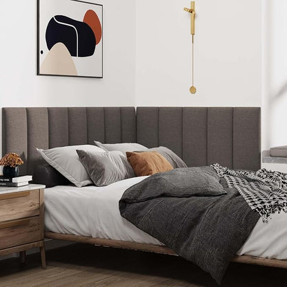 IFNOW Upholstered Wall Mounted Headboard, 3D Soundproof Wall Panels Peel and Stick for Queen Size, Reusable and Removable Tufted Bed Headboard in Brown (9 Panels, 10" x 24")