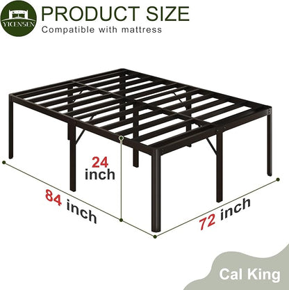 Yicensen 24 Inch High California King Bed Frames with Rounded Corner Legs, Heavy Duty Cal King Metal Platform Bed Frame No Box Spring Needed, Easy Assembly, Noise Free, Black