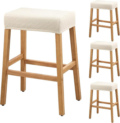 YISUN Stool Covers Rectangle - 4 Pack Stretch Waterproof Saddle Seat Cover Counter Bar Stools Bar Chairs Covers Kitchen Island Chairs Cushion Protector