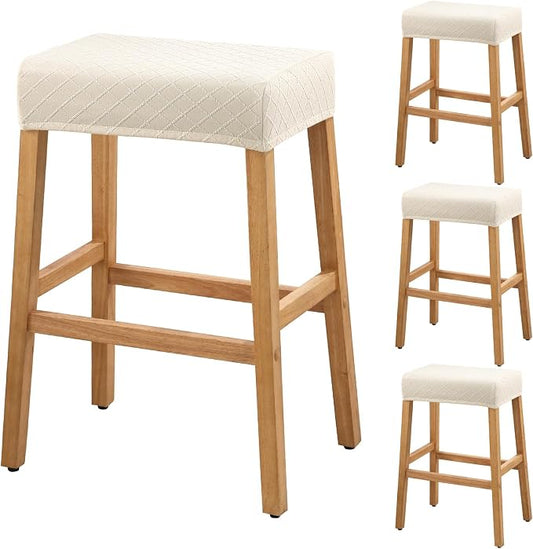 YISUN Stool Covers Rectangle - 4 Pack Stretch Waterproof Saddle Seat Cover Counter Bar Stools Bar Chairs Covers Kitchen Island Chairs Cushion Protector