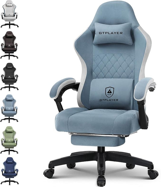 GTPLAYER Gaming Chair, Computer Office Chair with Pocket Spring Cushion, Linkage Armrests and Footrest, High Back Ergonomic Computer Chair with Lumbar Support Task Chair with Footrest